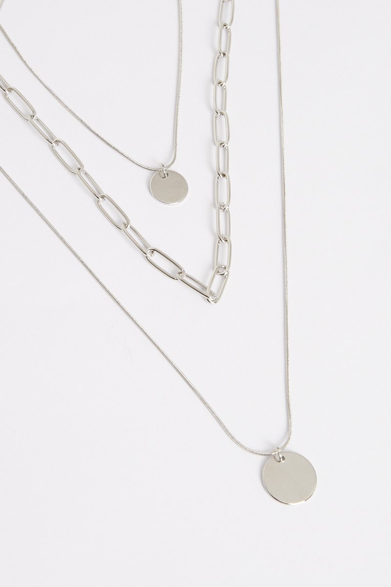 Silver 3 Layer Chain Necklace - Echo-Neck