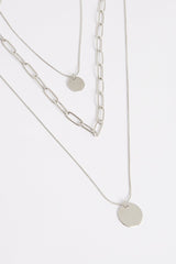 Silver 3 Layer Chain Necklace - Echo-Neck