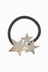 Silver 3 Metallic Star Hair Bobble - Aalia-Hair