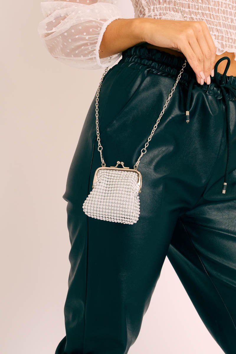 Silver Beaded Mini Purse Bag - Rianne-Bags