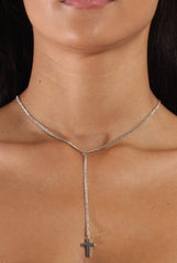 Silver Chain Cross Choker - Riona-Accessories