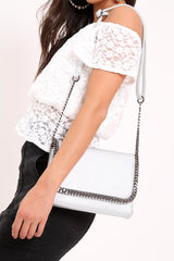 Silver Chain Trim Handbag - Graclynn-Bags