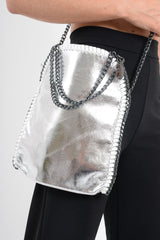 Silver Chain Trim Shoulder Bag - Errin-Bags
