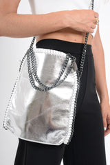 Silver Chain Trim Shoulder Bag - Errin-Bags