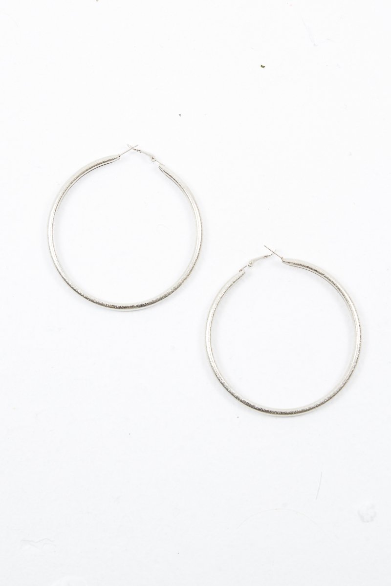 Silver Chunky Large Hoop Earrings - Kymia-Jewellery