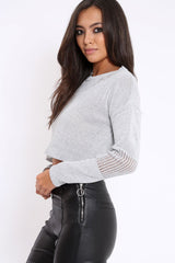 Silver Cropped Glitter Jumper - Dannie-Jumper