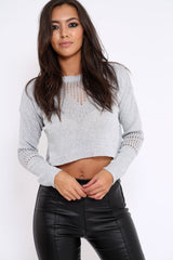 Silver Cropped Glitter Jumper - Dannie-Jumper