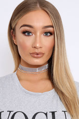 Silver Crush Diamante Choker Set - Etty-Chokers