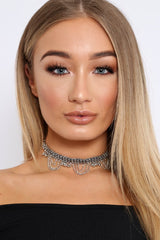Silver Dangle Choker - Fara-Accessories