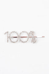 Silver Diamante 100% Slogan Hair Slide - Azelia-Hair