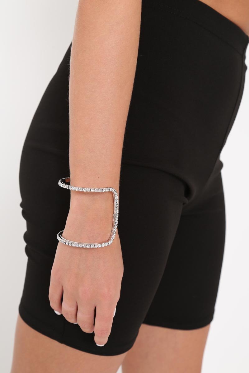 Silver Diamante Arm Cuff - Jaelin-Jewellery