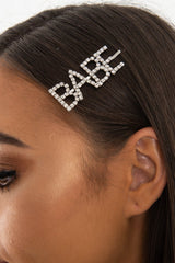 Silver Diamante Babe Slogan Hair Slide - Eriel-Hair