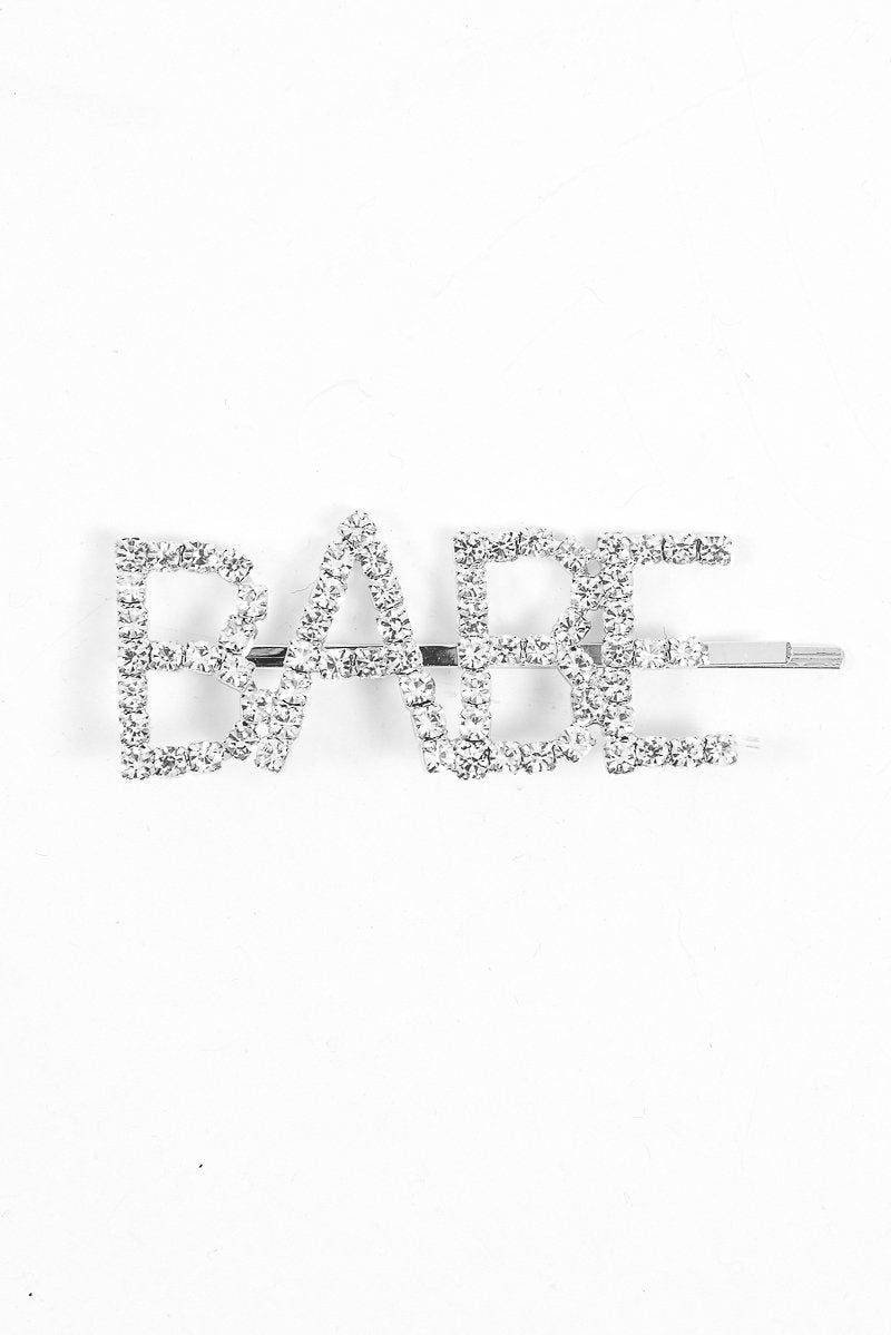 Silver Diamante Babe Slogan Hair Slide - Eriel-Hair