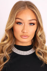 Silver Diamante Beaded Necklace - Deaira-Jewellery