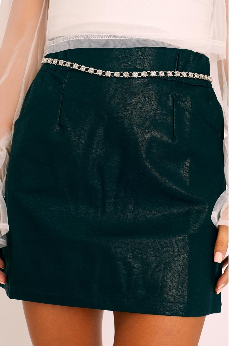 Silver Diamante Chain Belt - Lilu-Belts