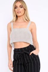 Silver Diamante Chain Crop Top - Zyva-Tops