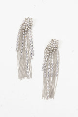 Silver Diamante Chain Detail Drop Earrings - Kristy-Jewellery