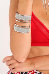 Silver Diamante Chunky Arm Cuff - Novalee-Jewellery