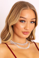 Silver Diamante Double Chain Necklace - Rhone-Jewellery