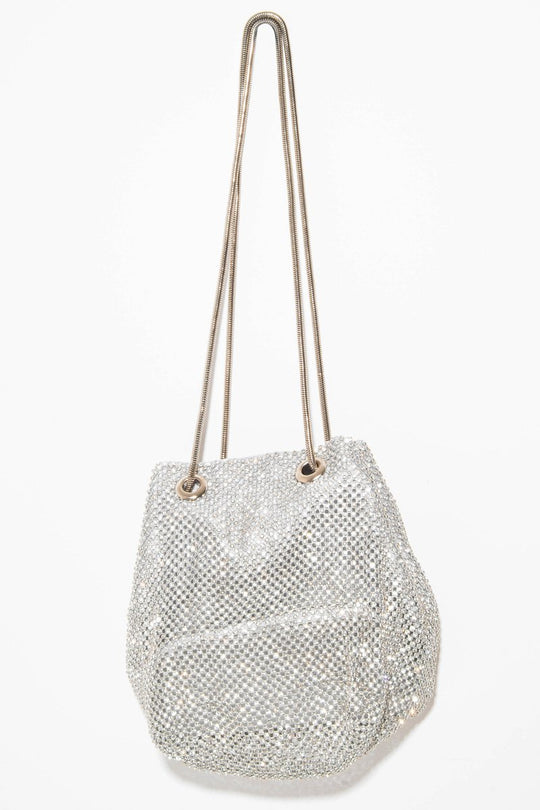 Silver Diamante Embellished Snake Chain Bag - Eliane