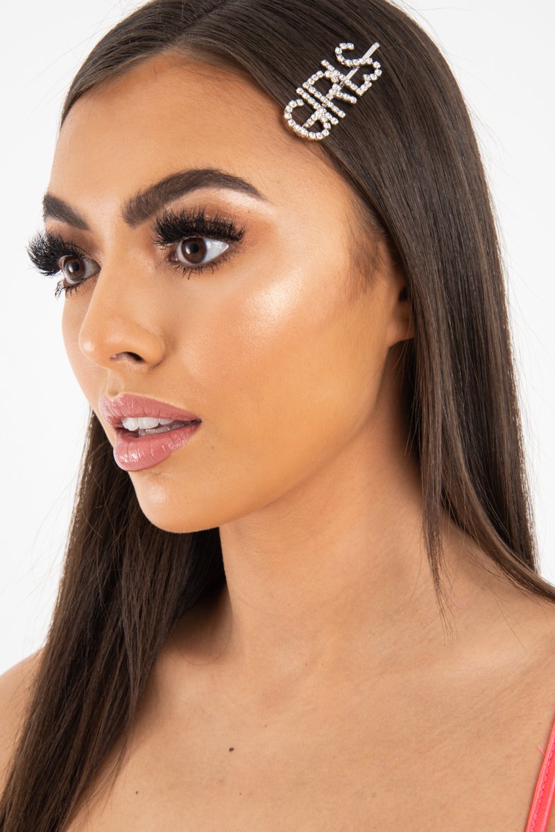 Silver Diamante Girls Slogan Hair Slide - Azelia-Hair