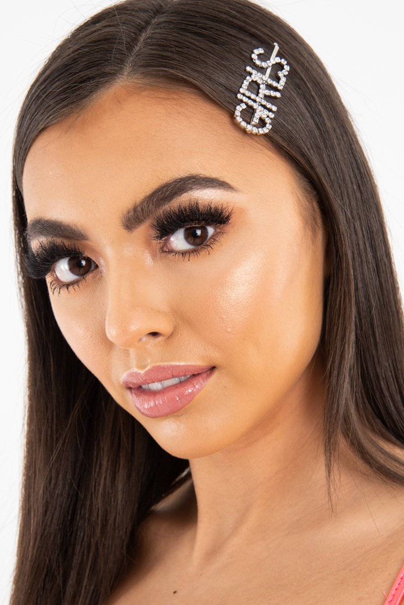 Silver Diamante Girls Slogan Hair Slide - Azelia-Hair
