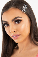 Silver Diamante Girls Slogan Hair Slide - Azelia-Hair