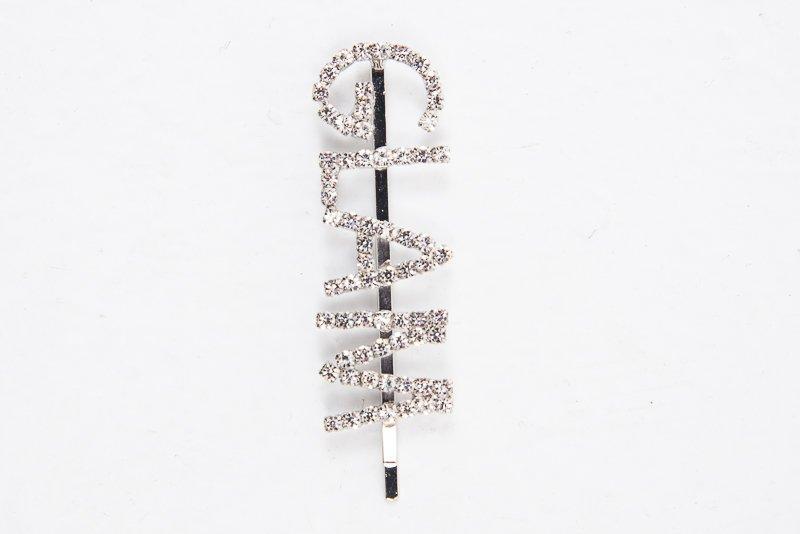 Silver Diamante Glam Slogan Hair Slide - Azelia-Hair
