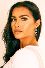 Silver Diamante Love Slogan Earrings - Yoko-Jewellery