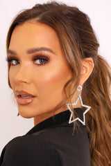 Silver Diamante Star Earrings - Maebell-Jewellery