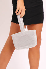 Silver Diamante Top Handle Bag - Jailani-Bags