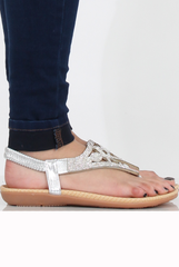 Silver Diamante and Jewelled Sandals- Taliya-Sandals