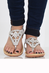 Silver 2025 jewelled sandals