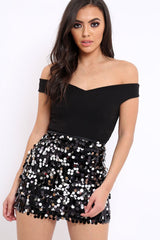 Silver Disc Sequin Mini Skirt - Kelani-Skirts