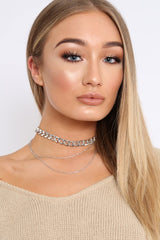 Silver Double Chain Choker - Calais-Chokers