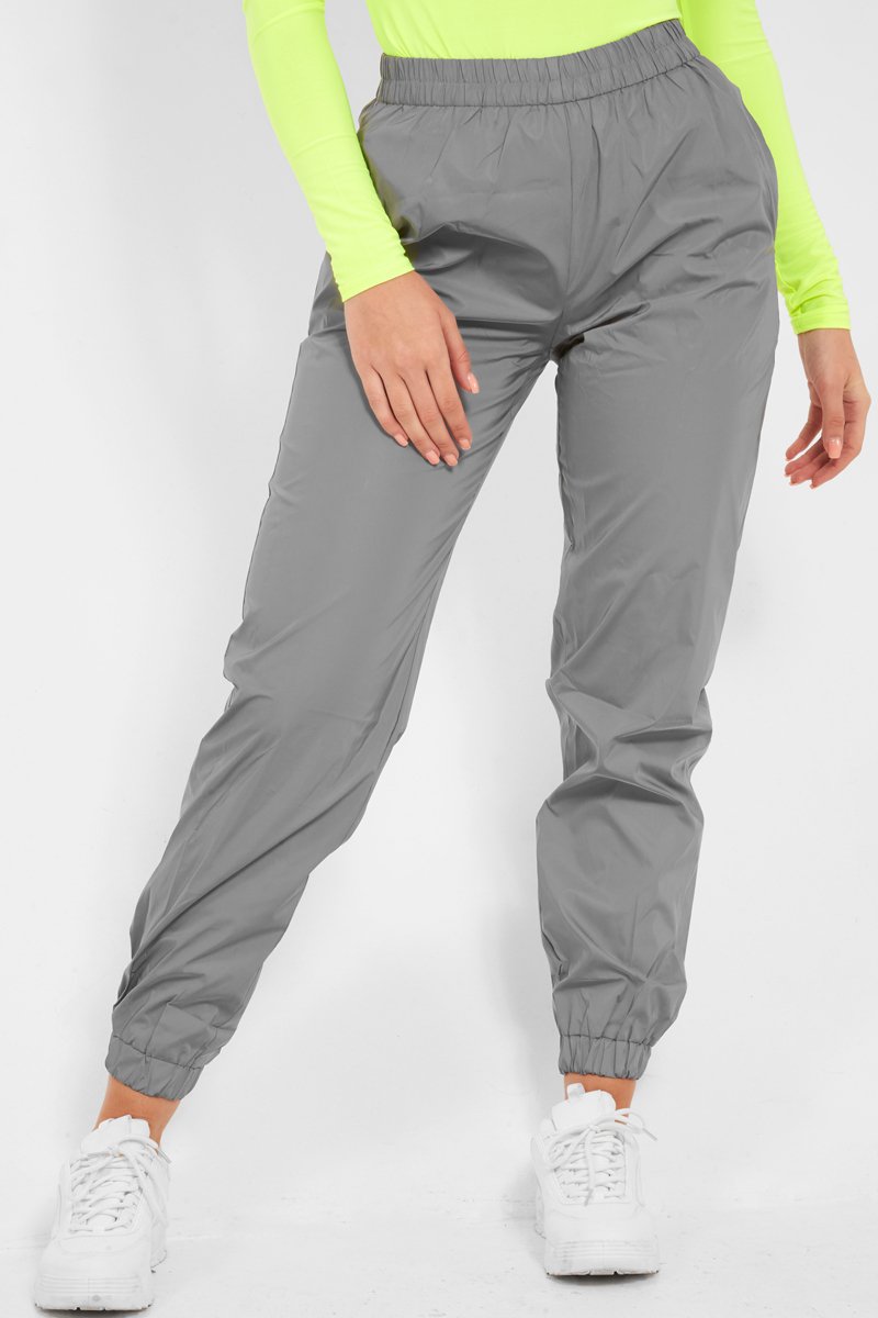 Silver Elasticated Jogger Style Trousers - Freddie-Trousers