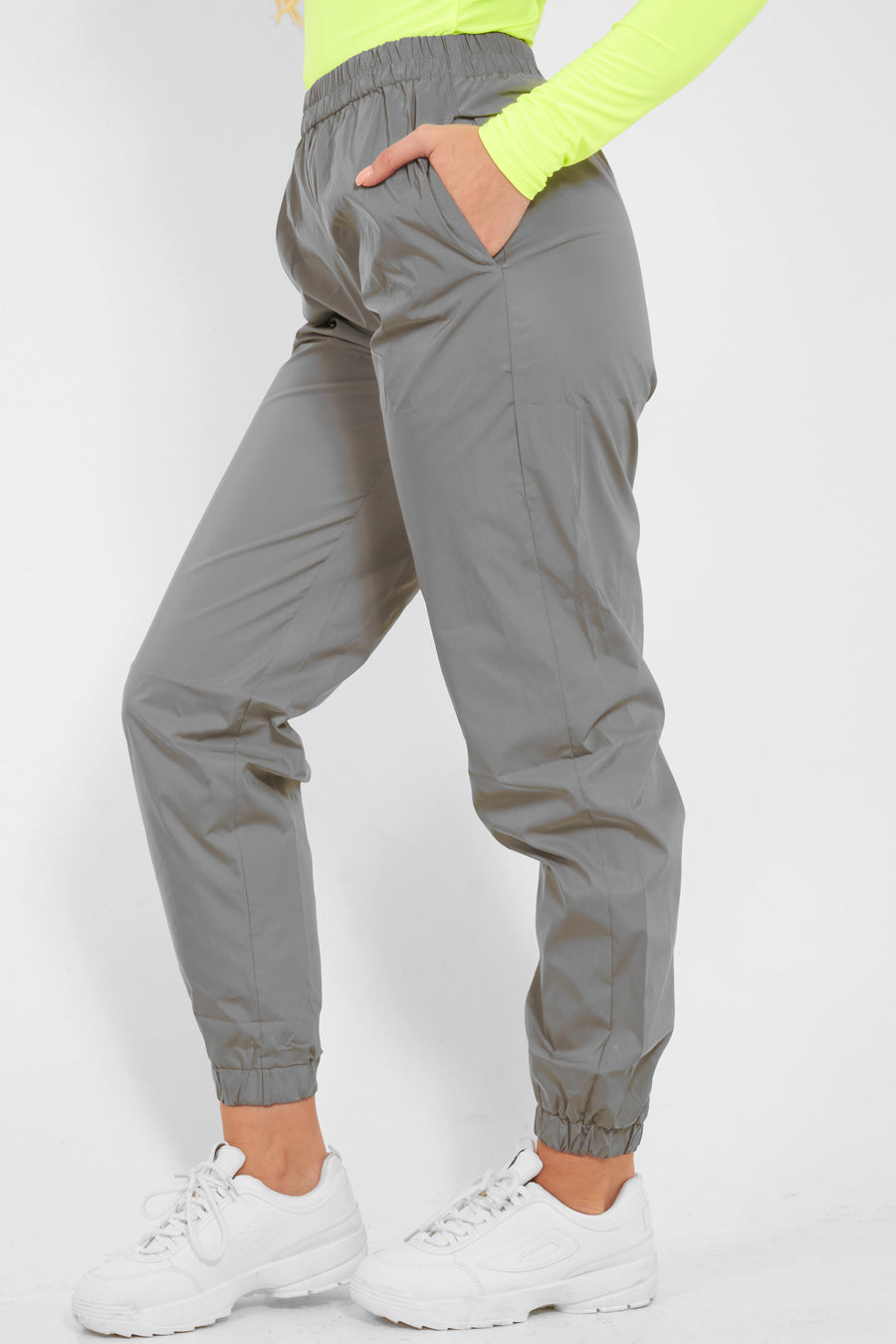 Silver Elasticated Jogger Style Trousers - Freddie-Trousers