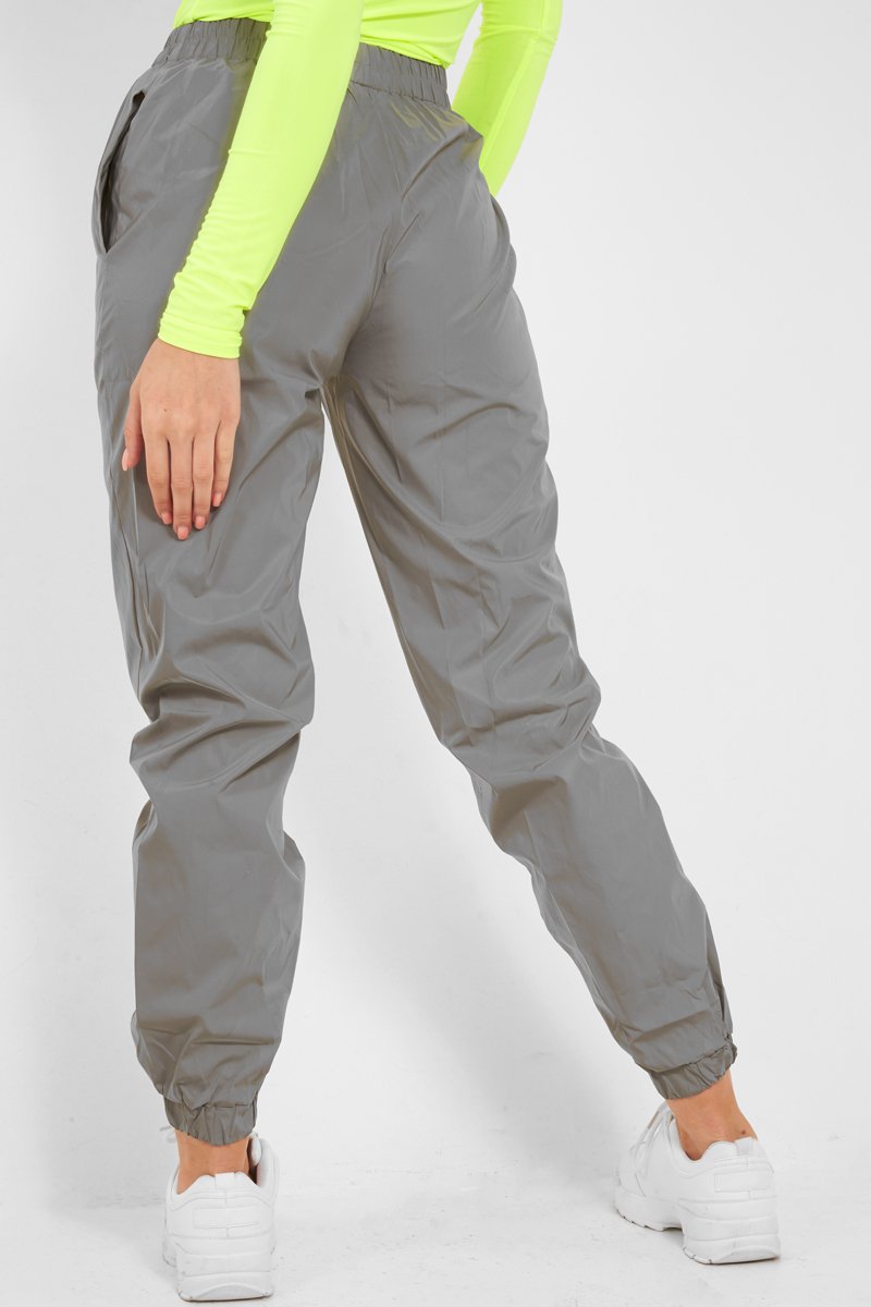 Silver Elasticated Jogger Style Trousers - Freddie-Trousers