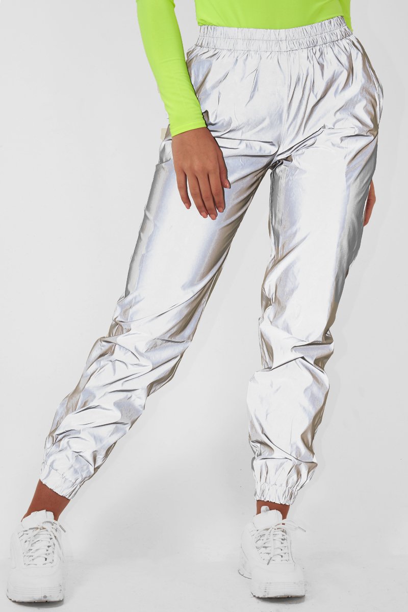 Silver Elasticated Jogger Style Trousers - Freddie-Trousers