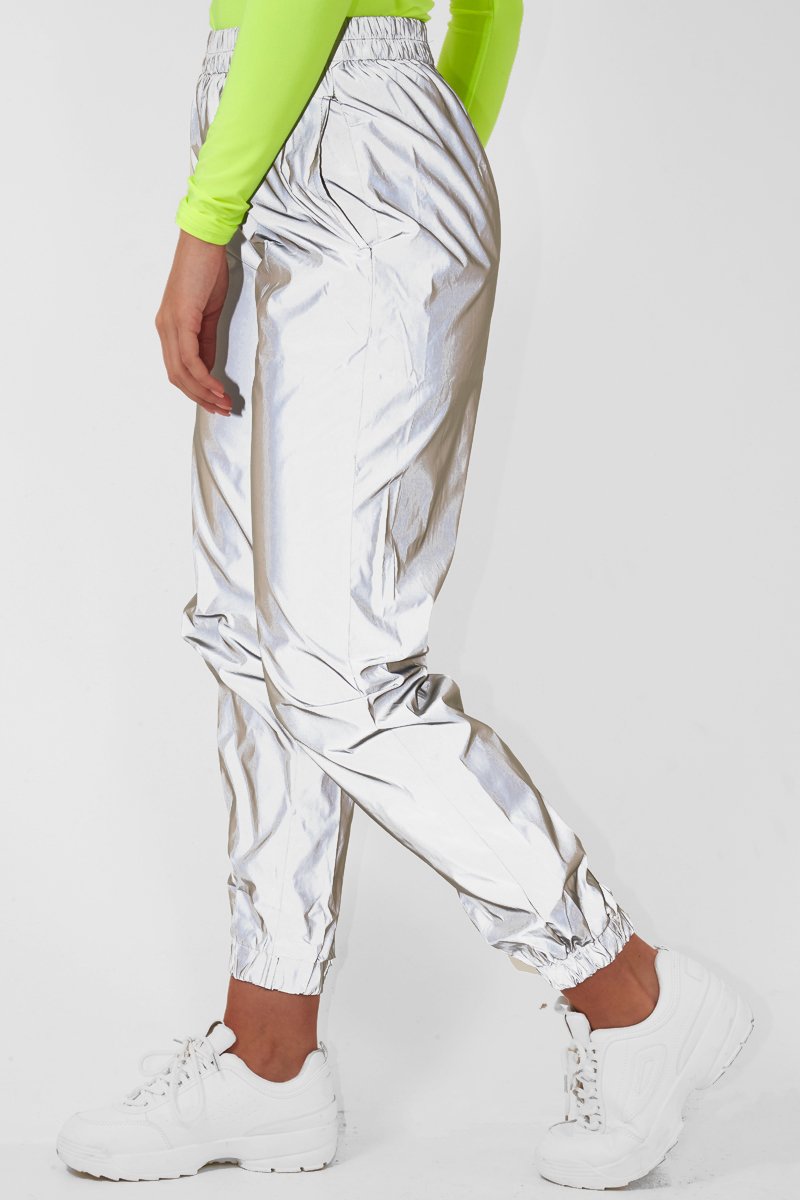 Silver Elasticated Jogger Style Trousers - Freddie-Trousers