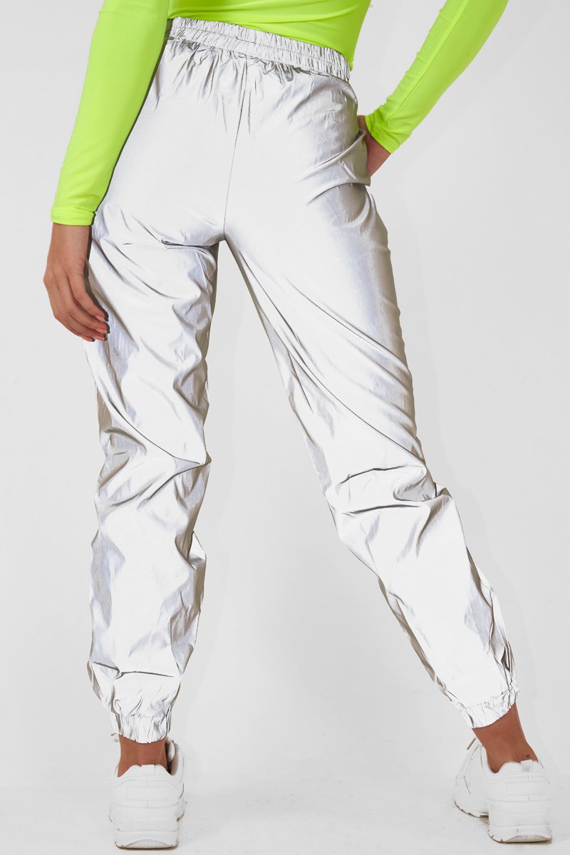 Silver Elasticated Jogger Style Trousers - Freddie-Trousers