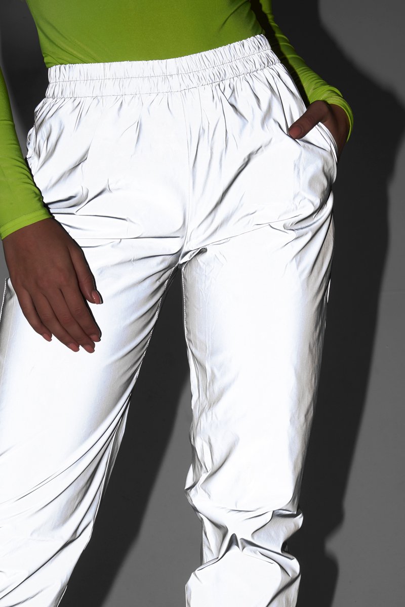 Silver Elasticated Jogger Style Trousers - Freddie-Trousers