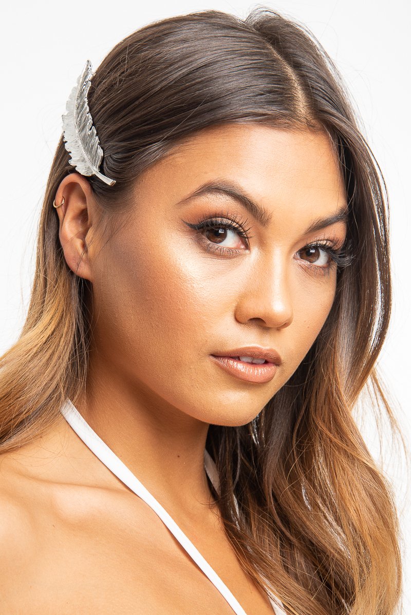 Silver Feather Hair Clip - Aakanksha-Hair
