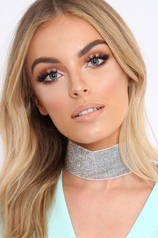 Silver Glitter Wide Choker - Aala