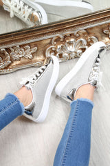 Silver Glittery Shiny Trainers - Jessie-Trainers
