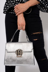 Silver Gold Detail Classic Handbag - Paulie-Bags