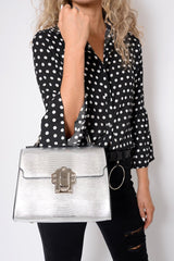 Silver Gold Detail Classic Handbag - Paulie-Bags
