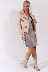 Silver Grey Pleated Metallic Slip Dress - Peaches-Dresses