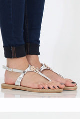 Silver Jewelled Sandals - Shilpa-Sandals