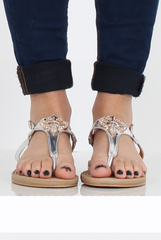 Silver Jewelled Sandals - Shilpa-Sandals
